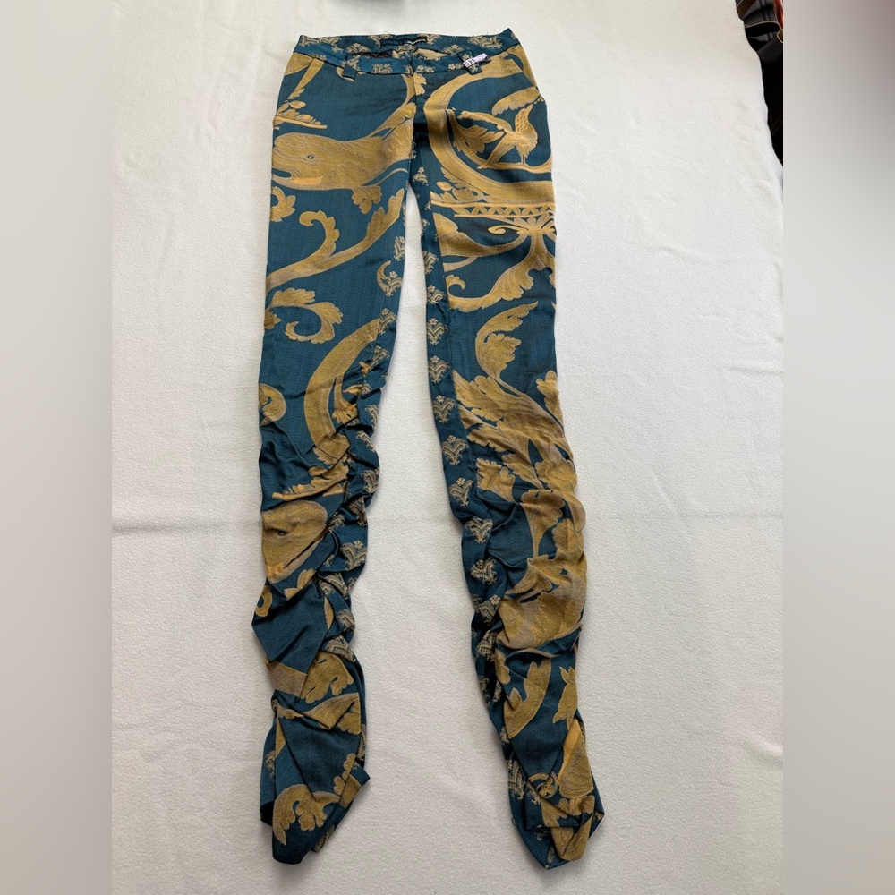 Elegant Blue and Gold Women's Pants